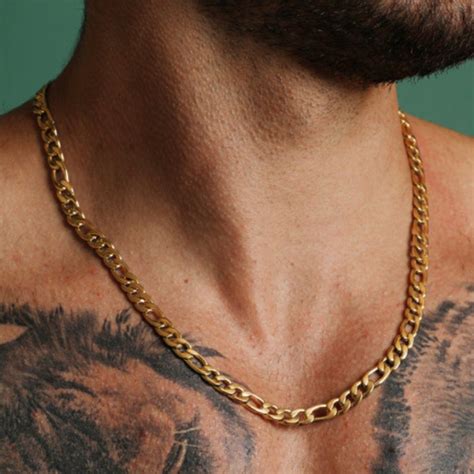 22" 18k Gold Mens Figaro Chain Link Necklace Guys Authentic Fine ...