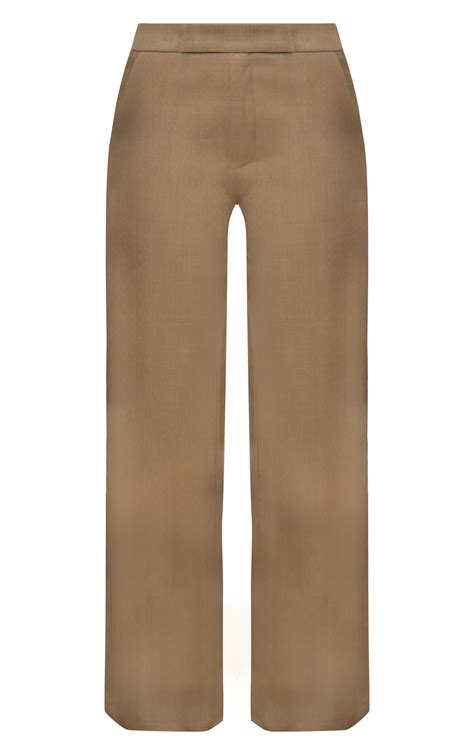 Petite Premium Khaki Woven Low Rise Wide Leg Pants | Petite ...