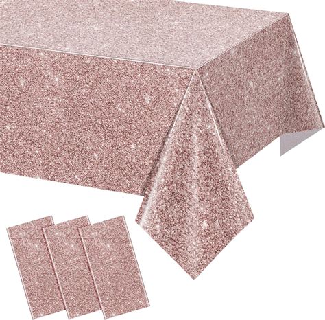 Amazon.com: 3 Pack Pink Rose Gold Birthday Tablecloth, Rose Gold ...