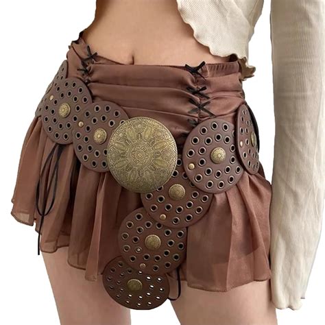 Alyweatry Women Boho Wide Disc Concho Leather Belt Aesthetic Grunge ...