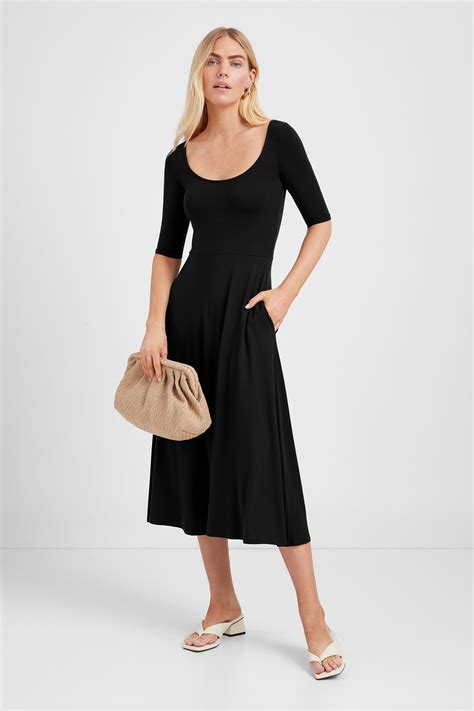 Black Half Sleeve A-Line Casual Dress - Innogen Dress | Marcella