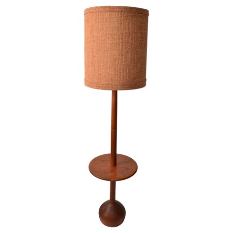 Nessen Lighting Style Turned Walnut Floor Lamp Mid-Century Modern ...