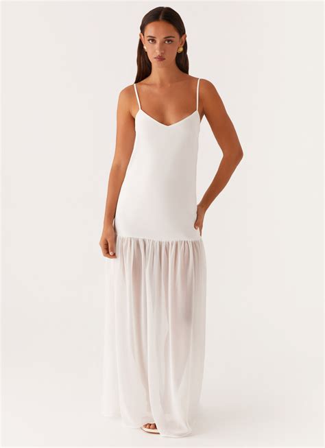 Heavenly Linen Maxi Dress - White - Peppermayo US