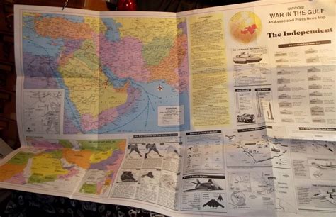 1991 Gulf War Map MIDDLE EAST Iraq Kuwait Hammond Associated Press ...