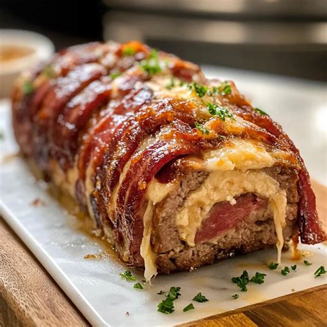 Irresistible Bacon Wrapped Meatloaf with Cheese