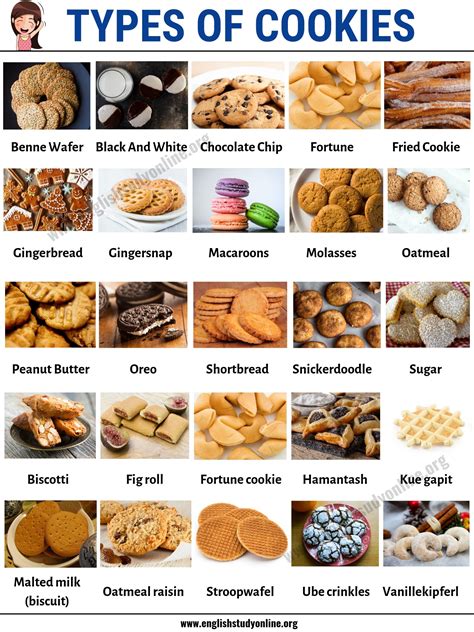 Types of Cookies: List of 25 Popular Cookie Types in English - English ...