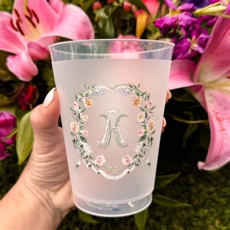 Personalized Full Color Floral Monogram Shatterproof Cups - GB Design House