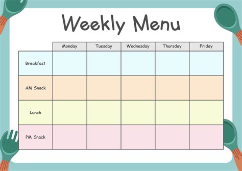 Blank Menu For Day Care - 10 Free PDF Printables | Printablee