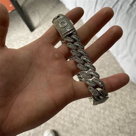 Cernucci Iced Out Cuban Link. - Worn 3 Times.18 inch - Depop