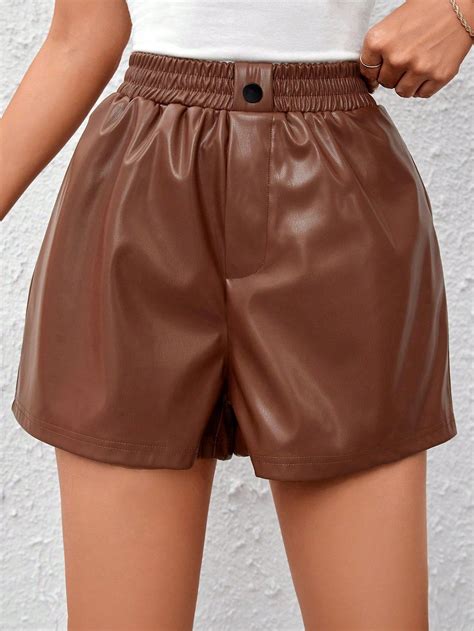 High Waist PU Leather Shorts | Leather shorts women, Leather shorts ...