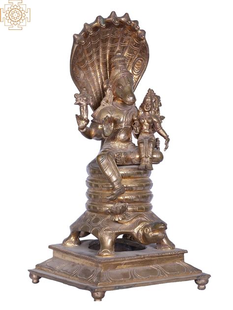 11" Bronze Hayagreeva Avatara of Lord Vishnu with Devi Lakshmi Seated ...
