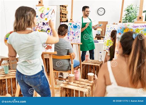 Group of Paint Students Having Draw Lesson at Art Studio Stock Image - Image of paint, adult ...