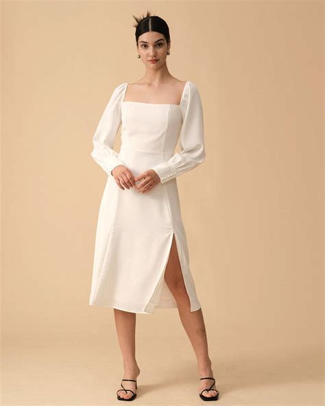 White Cocktail Dress With Long Sleeves