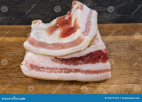 Pieces of Salted Pork Fatback on Cutting Board, Close-up Stock Image ...