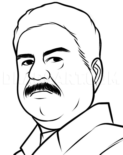 How To Draw Saddam Hussein, Saddam Hussein, Drawing, Step by Step, by ...