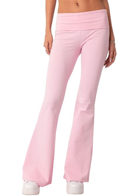 Flare Leggings for Women - Casual Soft Slim Fit Fold Over Waist Lounge ...