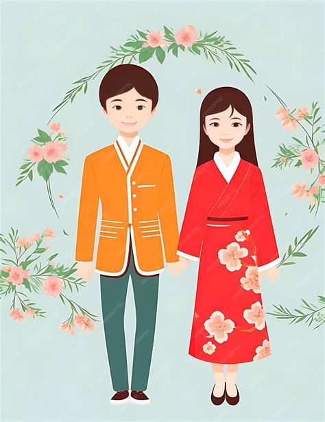 Premium Photo | Flat illustration asians japan couple in national clothes