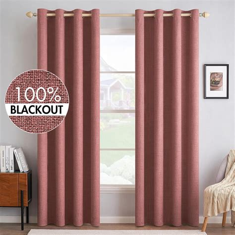 Amazon.com: MIULEE 100% Blackout Linen Textured Curtains for Bedroom ...