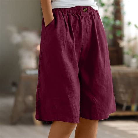 Plus Size Ladies Bermuda Shorts Womens Cotton Linen Bermuda Shorts ...