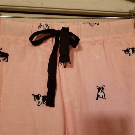 J. Crew Pink PJ Pants Frenchie Dogs Small Pink Black... - Depop