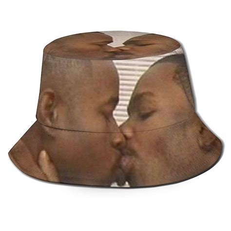 Two Black Men Kissing Meme Bucket Hat for Summer Travel