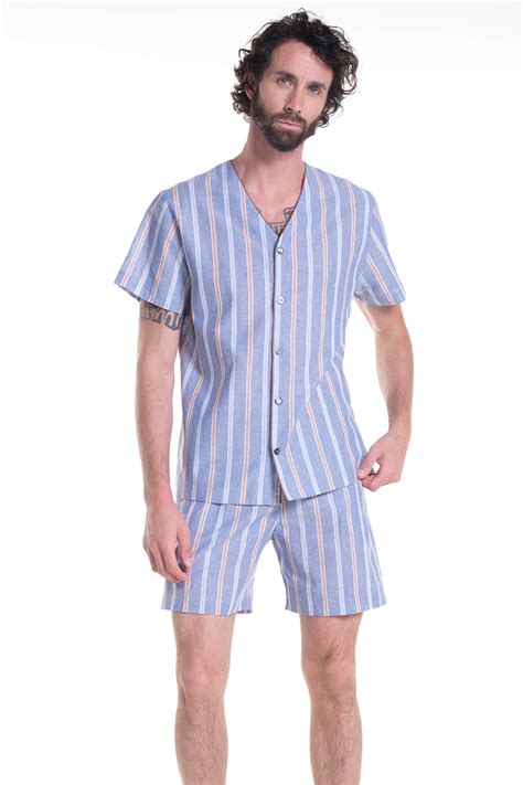 Shorts Pigiama Uomo – 100% Cotone – A Righe – Serie Graphic Stripes – Comodi E Morbidi Per La Notte