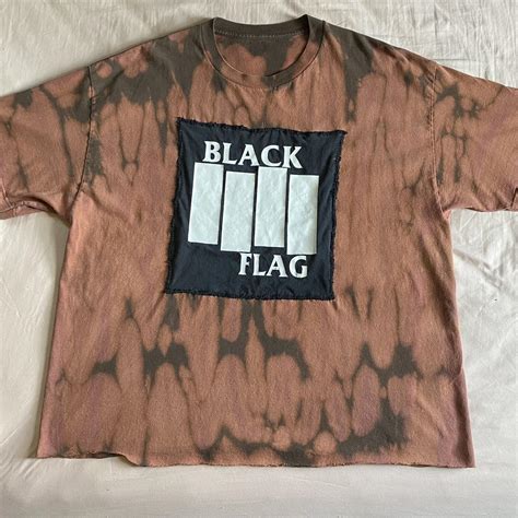 Custom Dyed Hand Sewn Black Flag T-Shirt Material... | Depop