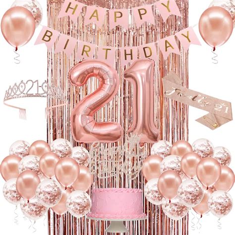 Amazon.com: 21st Birthday Decorations for Her, Happy 21st Birthday ...