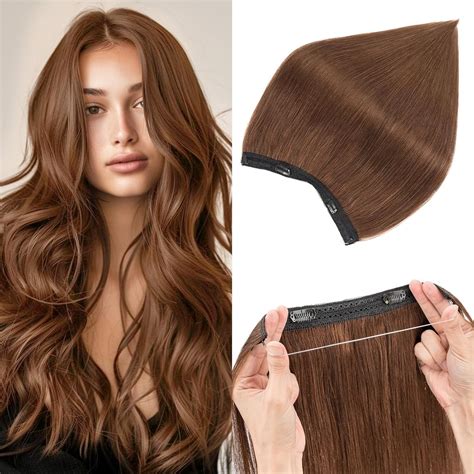 Amazon.com : Prokyvity Halo Hair Extensions Real Human Hair,Halo Hair ...