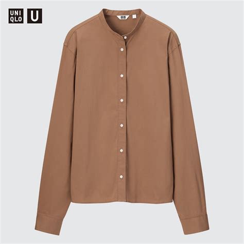 U Stand Collar Long-Sleeve Shirt | UNIQLO US