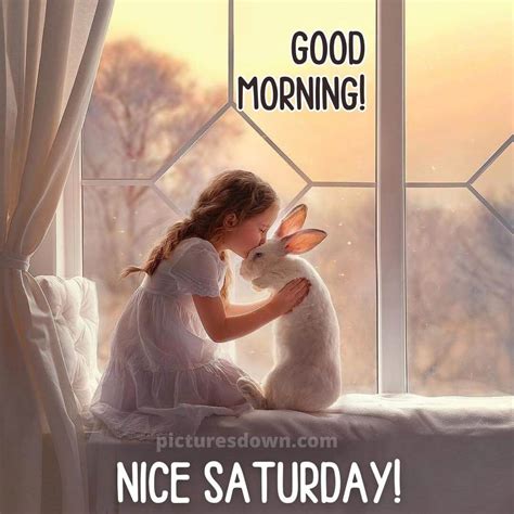 Good morning saturday image girl and rabbit