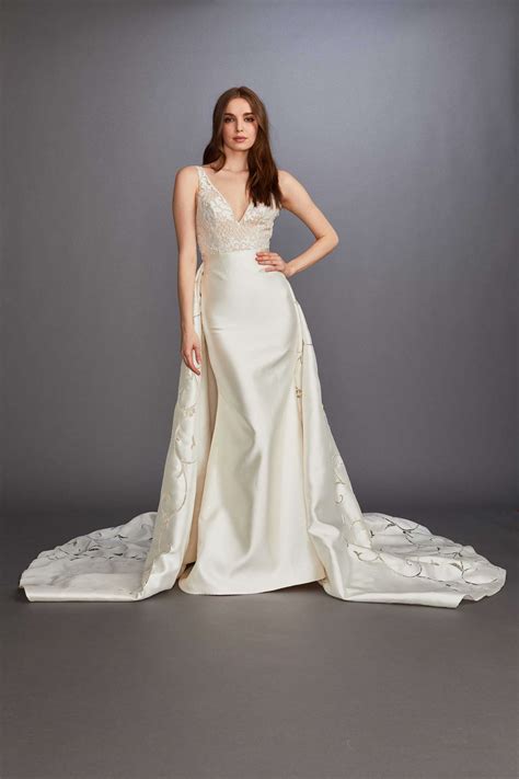 Pink Floral Lazaro Wedding Dress