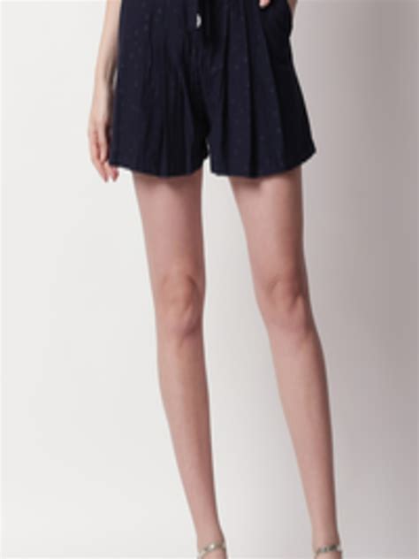Buy RAREISM Women Navy Blue Slim Fit Regular Shorts - Shorts for Women ...