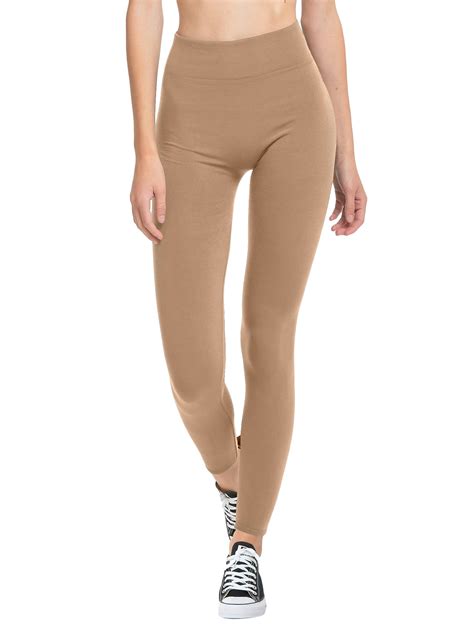 Women & Plus Seamless High Waist Fleece Lined Warm Leggings (Beige ...