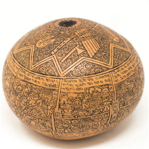 Peruvian Gourd Carved with Extreme Detail, A Story of Julio's Family