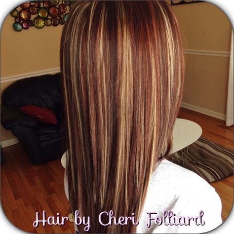 Dark Auburn Hair Color With Blonde Highlights
