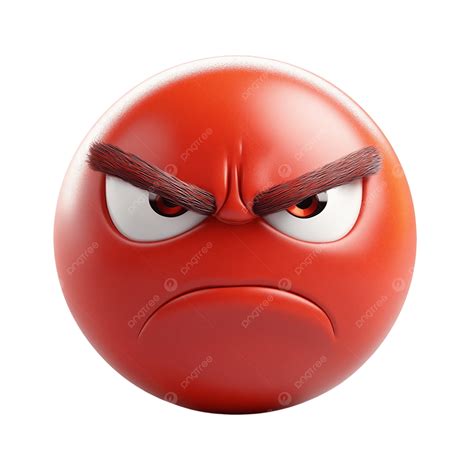Red Angry Emoji Face With Frowning Expression For Reaction Icon And ...