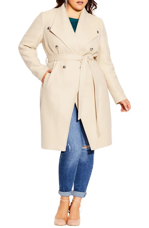 Plus Size White Trench Coat - Tradingbasis
