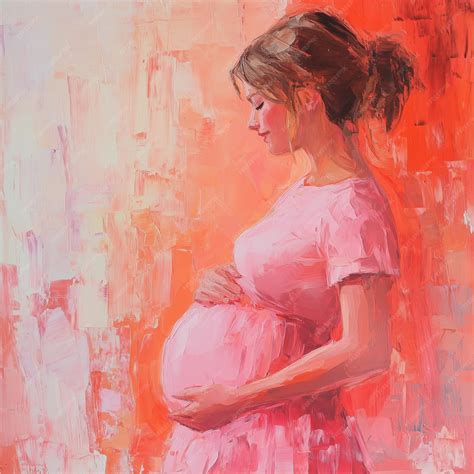 Artistic Painting of Pregnant Woman in a Pink Dress | Premium AI ...