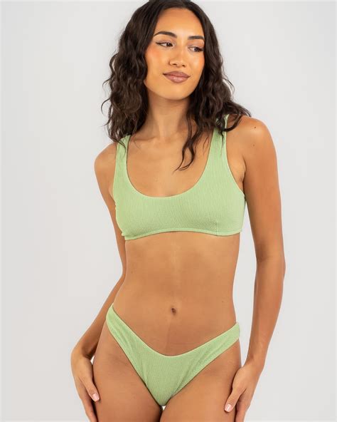 Shop Rhythm Isla Rib High Cut Bikini Bottom In Aloe - Fast Shipping ...