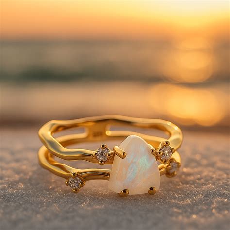 Azure | Golden ring with moon stone and silver 925 – Matilda&Milo Jewels