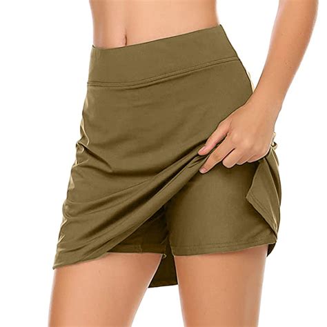 Munlar High Waisted Golf Skorts for Women Army Green Pull on Fitness ...