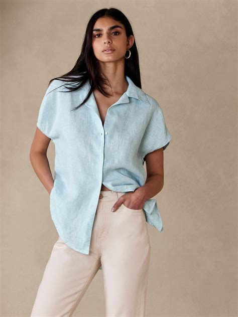 Clara Linen Short-Sleeve Shirt | Banana Republic