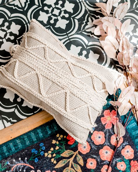 Make a DIY Boho Throw Pillow from Dollar Tree bath mats - Cozy DIY Home