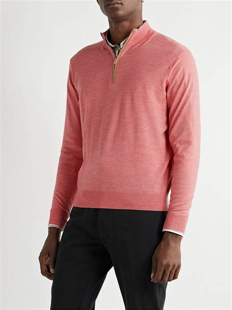 Peter Millar - Excursionist Flex Wool-Blend Half-Zip Sweater - Pink ...
