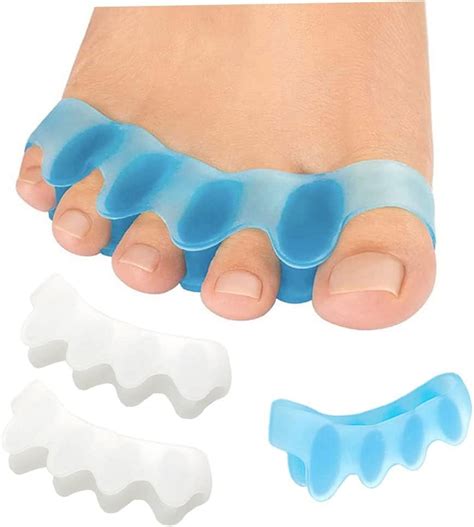 Toe Separators Gel Toe Spacers Bunion Corrector Toe Straightener for Hammer Toes White Blue 2 ...