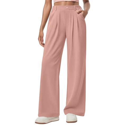 Sxaura Pink Wide Leg Pants for Women 2025 Wide Leg Trendy Button Down ...