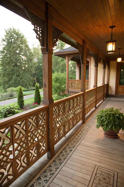 17+ Stylish Wood Front Porch Railing Ideas