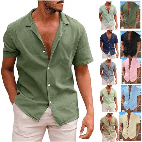 POTETI Mens Summer Shirts Clearance Hawaiian Beach Tropical Short ...