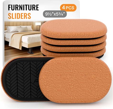 Felt Furniture Sliders for Hardwood Floors Large 4 PCS 9-1/2 Inch x 5-3 ...